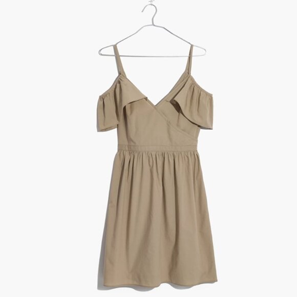 Madewell Khaki Cold-Shoulder Ruffle Dress 2 - Picture 4 of 4